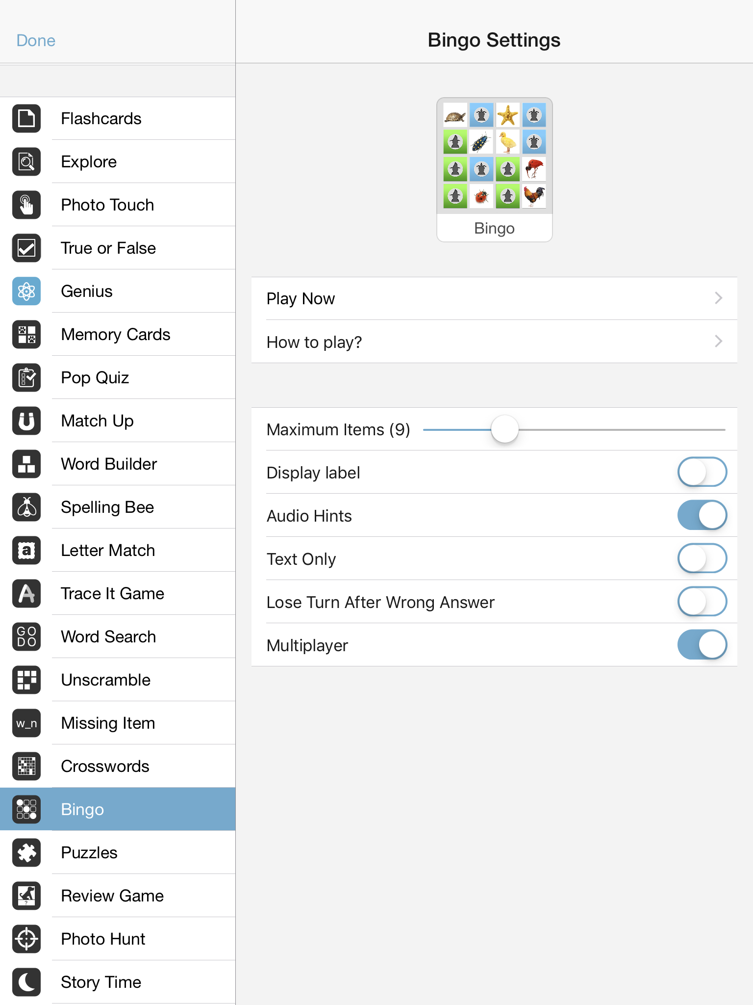 Bingo — Bitsboard | Flashcards & Mini-Games for Personalized Learning Screenshot