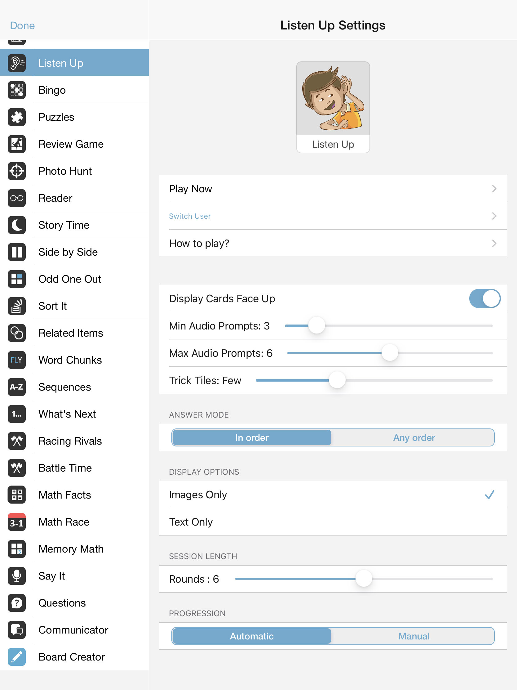 Listen Up — Bitsboard | Flashcards & Mini-Games for Personalized Learning Screenshot