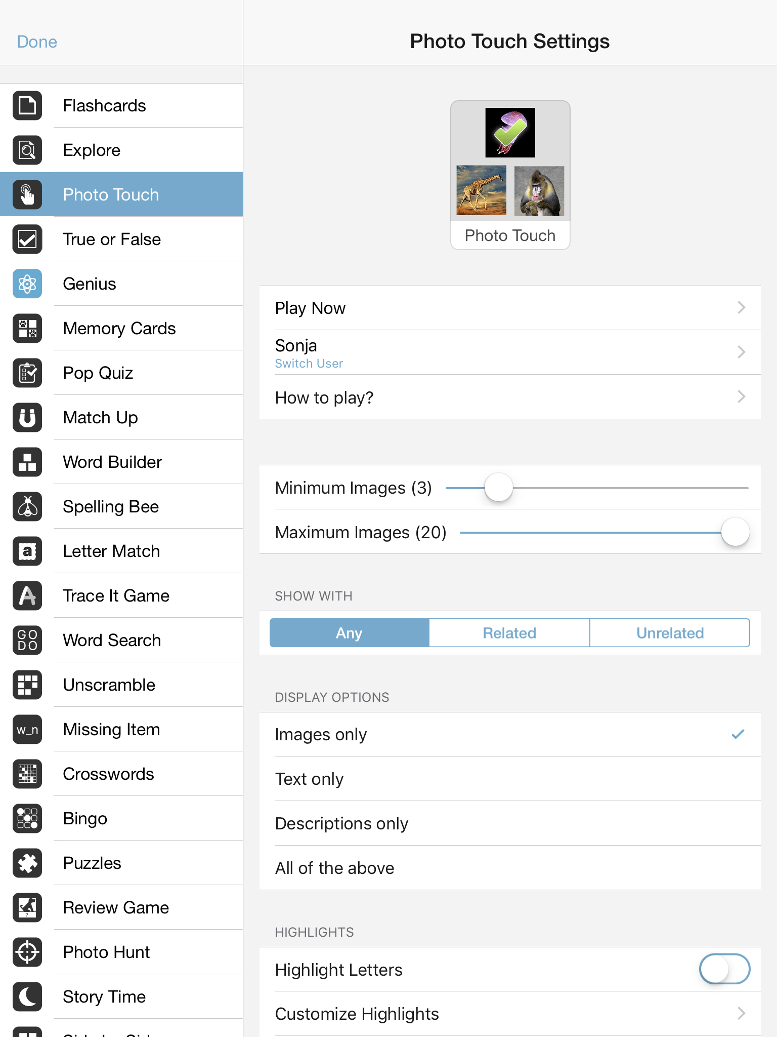 Photo Touch — Bitsboard | Flashcards & Mini-Games for Personalized Learning Screenshot