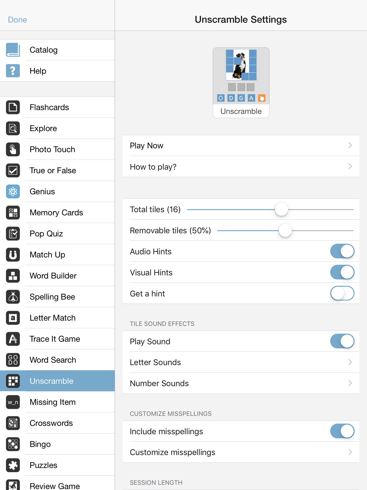 Unscramble — Bitsboard | Flashcards & Mini-Games for Personalized Learning Screenshot