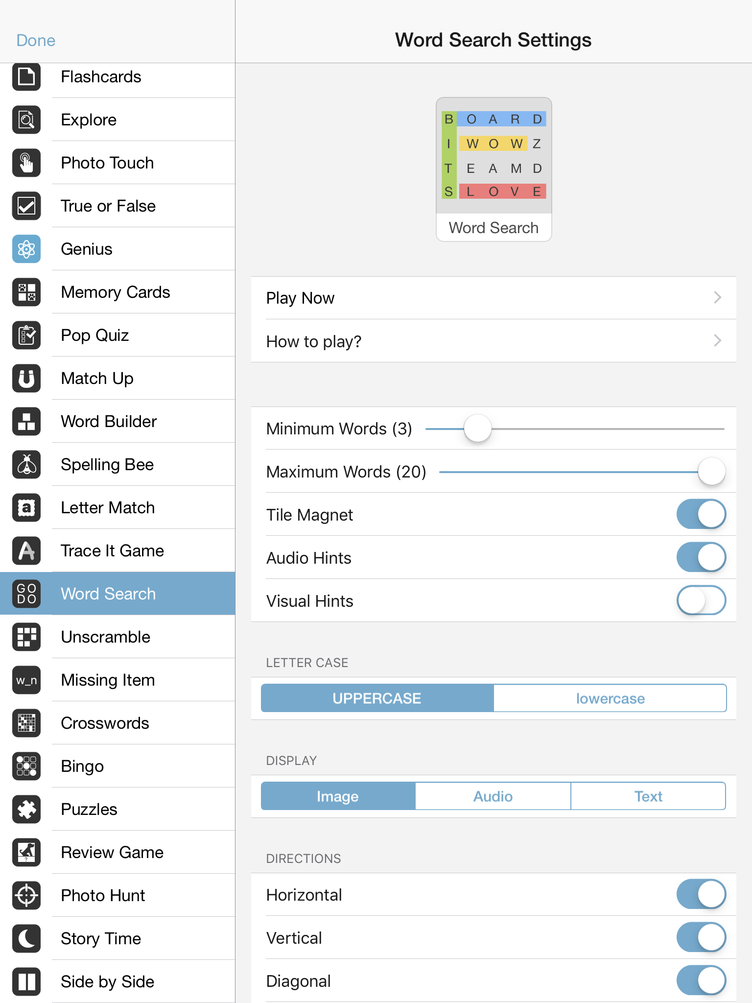 Word Search — Bitsboard | Flashcards & Mini-Games for Personalized Learning Screenshot